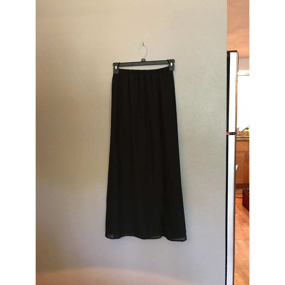 Black Chiffon Maxi Skirt w/ Mini Skirt Underneath